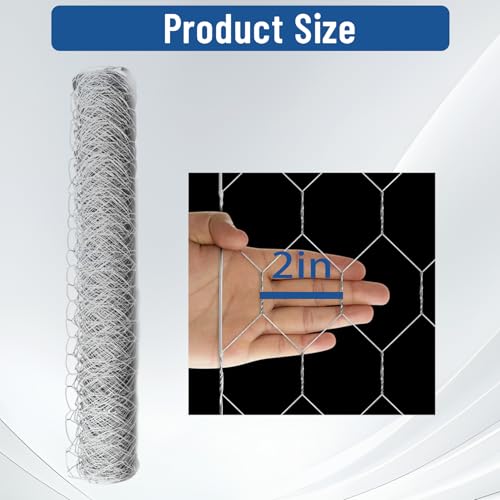 WFLNHB Hexagonal Chicken Wire Poultry Netting Galvanized Mesh Garden Fence Barrier Fence Mesh Roll 6Feet x 150Feet - size: 6FTx150FT