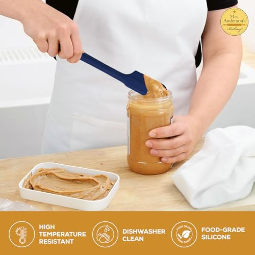 Mrs. Anderson’s Baking Silicone Slim Spatula, Flexible And Nonstick, One-Piece Design, Navy Blue, For Mixing, Folding, Scraping, Baking, And Cooking - color: Navy, size: 10-Inch, Slim