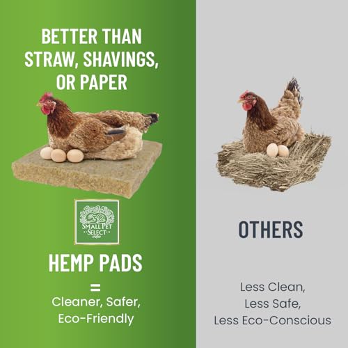 Small Pet Select Hemp Nesting Pads, Chicken Coop & Boxes, 10-Pack | Extra Thick, Eco-Friendly, Absorbent, Odor Control, Fits Most Nesting Boxes, For Laying Hens & Flocks