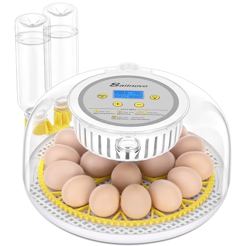 Sailnovo 18 Eggs Incubators for Hatching Egg with Auto Water Filling | Egg Turning,Egg Candler,ncubator for Chicken Duck Quail Eggs,Temperature Control,Ideal for Year-round incubation - color: Grey-White-Yellow, size: Hatch 18