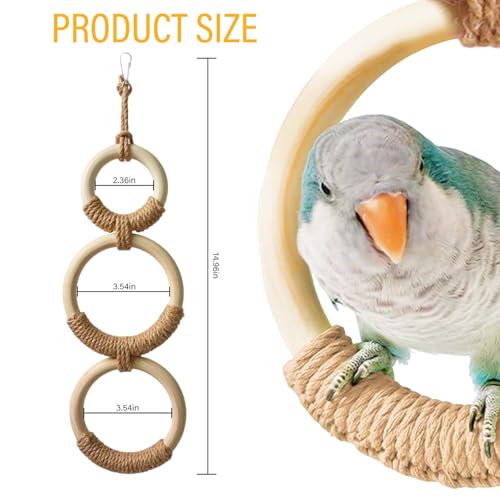 3-Ring Bird Swing Toy,Bird Swing for Cage,Hanging Bird Rope Perch Toy,for Parakeets, Lovebirds, Cockatiels, Sugar Glider Toys and Cage Accessories(XGjute) - color: XGjute