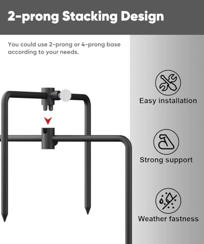 Pole Stabilizer Stand Applies to 0.62” Poles, Outdoor Bird Feeder Pole Base, In-Ground Anchor Support for Shepherds Hooks, Black, 1 Pack - size: S