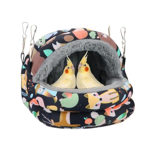 Bird Nest House Winter Warm Bird Bed for Cage, Medium, Black | Soft fleece warm, plastic support plate anti-collapse, removable washable pad, dual mount, for parakeets/cockatiels/conures - color: Black, size: Medium