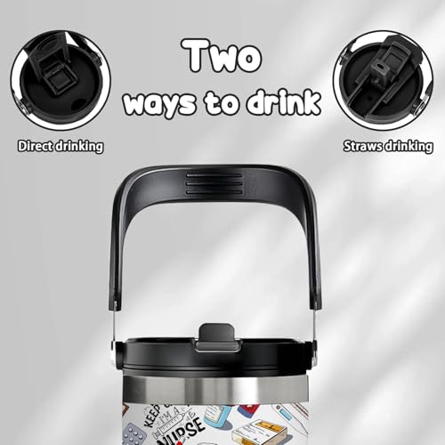 30oz Nurse Tumbler for Women - Leak Proof Stainless Steel Travel Mug with Handle & Flip Straw - Nurse Gifts for Women, Nurses Week, Birthday - BPA-Free, Fits Car Cup Holders, Work & Outdoor Use - color: Nurse2