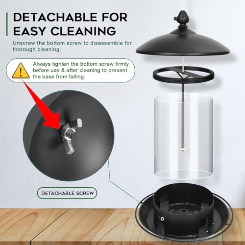 Gbekery Metal Bird Feeders for Outdoors Hanging, Weather Resistant Wild Bird Feeder with 360 Degree Feeding Tray, Black - color: Black