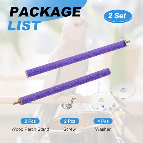 Bird Perch Stand, Colorful Paw Grinding Stick, Wood Rough-surfaced Perch Parrot Stand 25 x 1.8 Cm, (Purple, 2 Pcs), Intended for Home/Animal Parks/Pet Stores - color: Purple, size: 25 x 1.8 cm / 9.84 x 0.71 inch