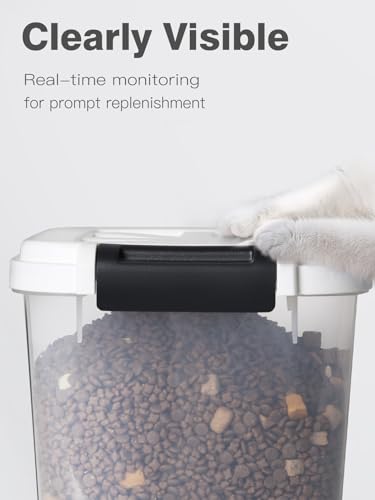 6 lb Airtight Dog Food Storage Container with Scoop, White | Airtight snap-lock lid, clear BPA-free body, and measuring cup keep dry dog or cat food, treats, cereal, and grain organized. - color: 5KG-White