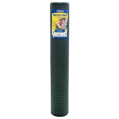Tenax Poultry Fence - Durable Plastic Poultry Fencing - 4 ft x 25 ft - Green Plastic | Poultry Hex Mesh - color: Green, size: 4-ft x 25-ft