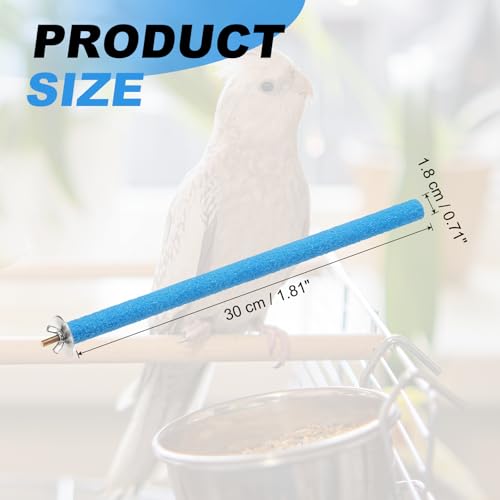 Bird Perch Stand, Colorful Paw Grinding Stick, Wood Rough-surfaced Perch Parrot Stand 30 x 1.8 Cm, (Blue, 2 Pcs), Intended for Home/Animal Parks/Pet Stores - color: Blue, size: 30 x 1.8 cm / 11.81 x 0.71 inch