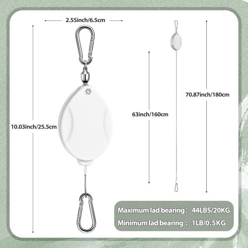 Leinuosen 4 Pack Upgraded Plant Pulleys for Hanging Plants Heavy Duty Retractable Plant Hanger, 304 Stainless Steel Rope Adjustable Climbing Hook for Garden Baskets Pots, Birds Feeder (White) - color: White