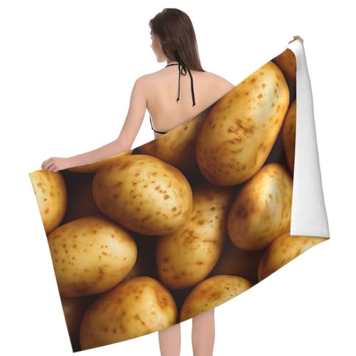 Funny Potato Print Beach Towel, 31inx51in, Sand-Free Microfiber, Quick Dry, Absorbent, Lightweight, Perfect for Swimming, Pool, Beach, Travel - color: Color 261