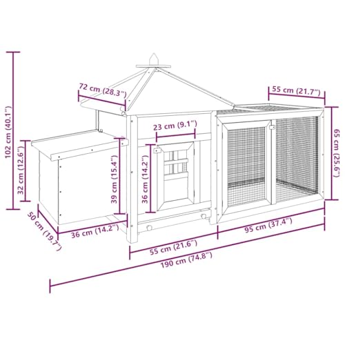 Large Chicken Coop with Nesting Box and Run, Solid Firwood Outdoor Poultry House for Backyard Hens, Rectangular Wooden Hutch with Easy Access Roof, Mocha Brown - color: Brown-A