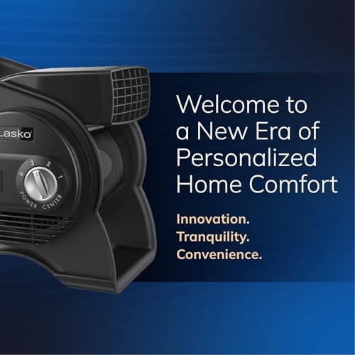 Lasko Pivoting High Velocity Portable Utility Fan - 12" - U12104 - Black | Adjustable Air Mover Blower Fan for Bedroom, Office Desk, Garage, and Home, With 2 Outlets 120V, 3 Speeds