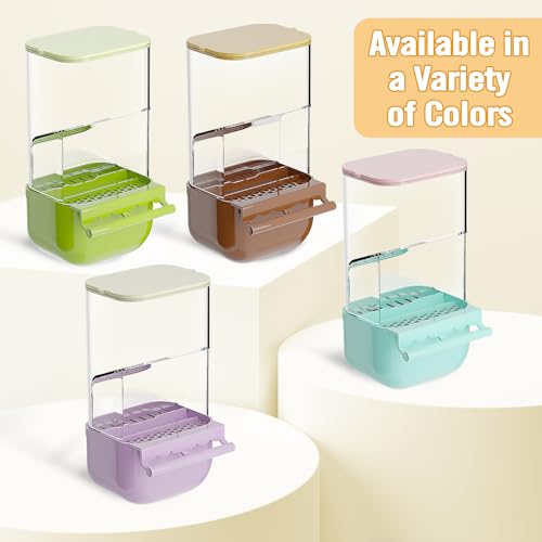 BNOSDM No Mess Bird Automatic Feeder Bird Cage Feeders Parrot Cage Accessories Transparent Seed Food Container with Perch for Finches, Parakeets, Budgies, Lovebirds, Cockatoos, Canaries (Brown) - color: Brown