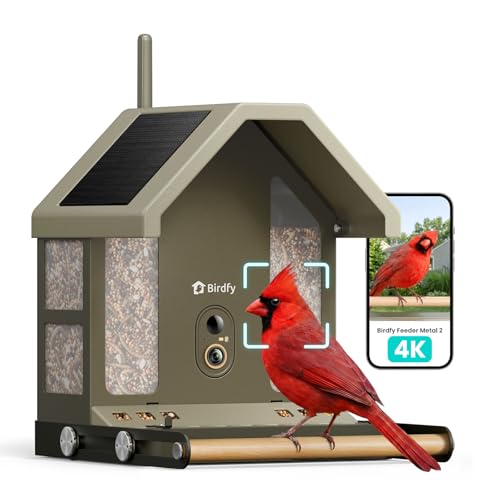 Smart Bird Feeder with 4K AI Camera, Dual-Band 2.4/5GHz Wi-Fi | 4K HDR Video, Lifetime Free AI Bird ID, Solar Powered, Full-Metal, Easy Setup & Sharing 20+ Family, Bird Watching Gift