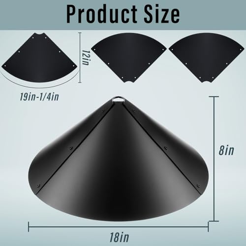 4 Sets 18 Inches Squirrel Baffle for Bird Feeder Pole, Outside Pole Mount House Guard Bird Feeder Baffle for Shepherd's Hook, Preventing from Squirrels, Raccoons(Black) - color: Black