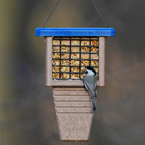 Kingsyard Suet Bird Feeder with Tail-Prop | Recycled Poly Lumber Suet feeder, Sturdy & Durable, Outside Hanging, Great for Woodpecker & Clinging Birds, Green - color: Green