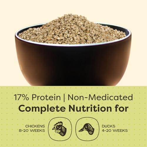 Scratch and Peck Feeds | Grower Crumbles for Chickens & Ducks | 25 lb Bag | 17% Protein, Corn & Soy Free, Certified Organic & Non-GMO Project Verified, Complete Nutrition - size: 25 Pound (Pack of 1), style: Grower