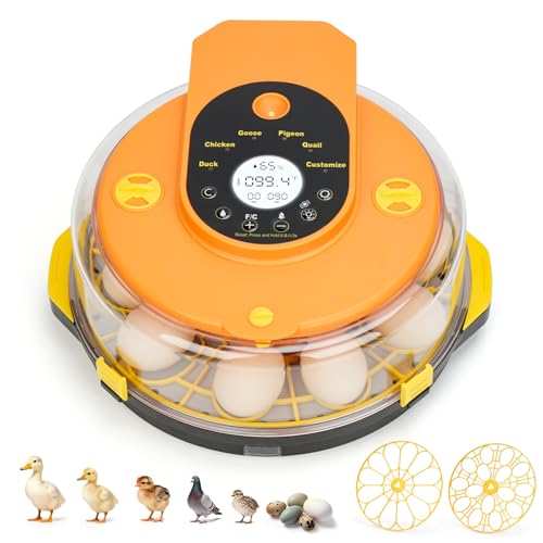 Incubators for Hatching Eggs -15-Egg Automatic Egg Chick Incubator with 5 Smart Preset Modes and Egg Turning, Temperature & Humidity Control Incubator for Goose Duck Quail Eggs
