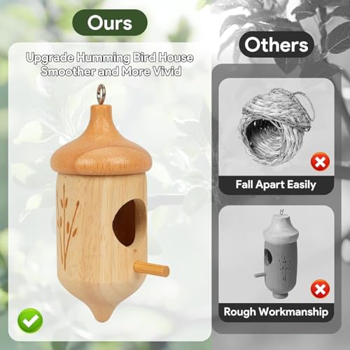 Hummingbird House, Small Hummingbird Houses for Outside | Wooden Bird House with Bow, String, Cute Gardening Gifts Home Decoration, Attractive Hummingbird Garden Decor - color: Style-3, size: 3 Pack