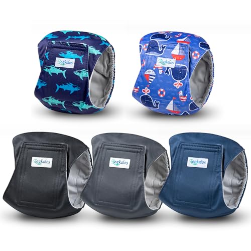 Leekalos Male Dog Diapers, Dog Belly Bands for Male Dogs | Wraps Washable Doggie Diapers High Absorbing Dog Belly Bands - color: Plain + Print, size: Small(11"-14")