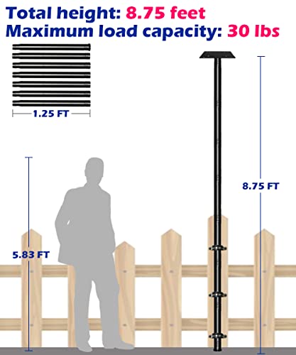 105 Inch Bird Feeder Pole Kit, Heavy Duty Bird House Pole Set for Deck Fence or Patio Railing, Adjustable Universal Mounting Post Kit for Outdoors, Matte Black, 1 Pack - size: Deck Fence 1pack