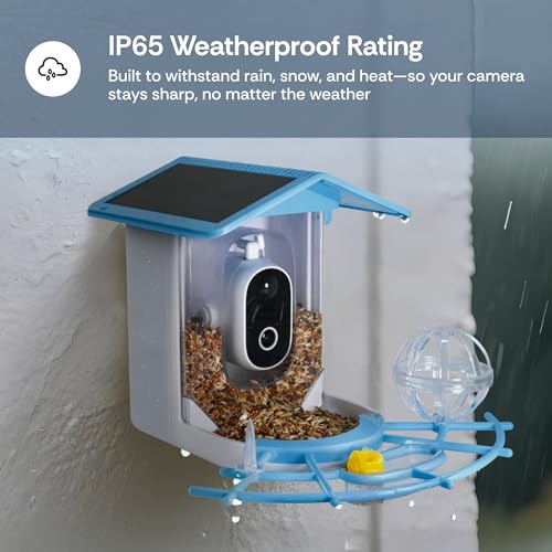 Luna Smart Bird Feeder Camera, 2K Enhanced AI Birds Species Identification | HD Video, Instant Arrival Alerts, Solar Powered, Weatherproof Design for Birdwatching, Ideal Gift for Bird Lovers