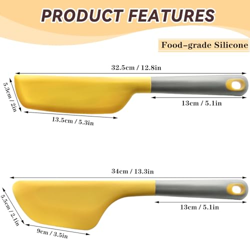 Silicone Omelette Spatula Turner, Flip Fold Omelet Turner, 13Inch | Flexible Egg Flip Tool for Non-stick Pans, Heat Resistant omelette flipper for Kitchen Omelet Pancake Crepes,Yellow - color: Yellow
