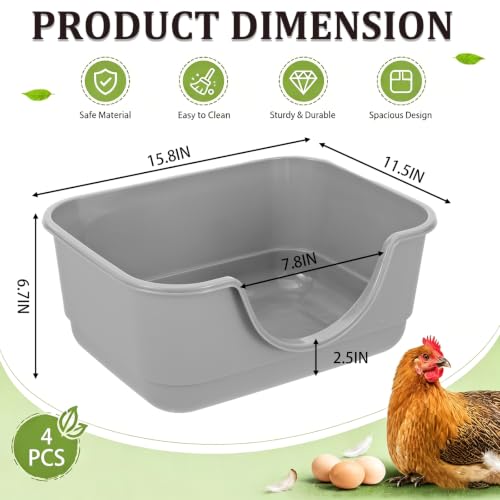 4Pcs Plastic Chicken Nesting Box for Laying Eggs, Floor Large Chicken Laying Boxes for Hens Ducks and Chickens, Hen Nesting Box for Chicken Coop, Backyard, Farm House, Easy to Clean