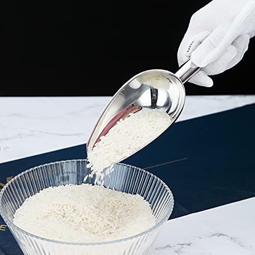 Berglander Stainless Steel Ice Scoop 6 OZ, Metal Ice Scooper For Ice Maker, Multipurpose For Candy Kitchen Bar Party Wedding Pet Animal Dog Food Scoop Beach Shovel (Silver) - color: 1. Silver