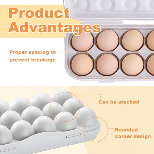 PhantomSky Large Capacity Outdoor Egg Holder, Plastic, Gray, 12 Eggs - color: #1-019 12 Eggs Gray