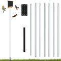 Nalwort 21' Aluminum Bat House Pole, Telescoping Purple Martin House Pole, 7-Section Design with 8-Hole Ground Socket for Wind Stability, Complete Outdoor Bat Bird House Pole Kit - size: 21 ft