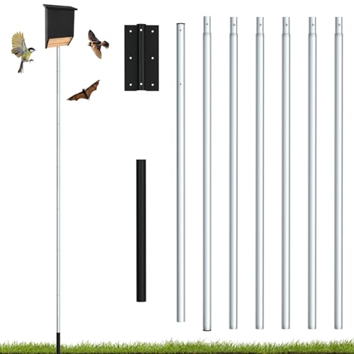 Nalwort 21' Aluminum Bat House Pole, Telescoping Purple Martin House Pole, 7-Section Design with 8-Hole Ground Socket for Wind Stability, Complete Outdoor Bat Bird House Pole Kit - size: 21 ft