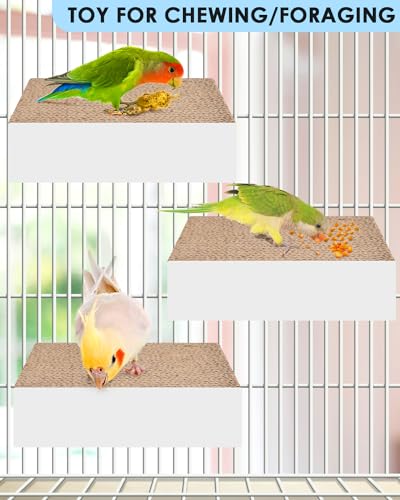 KATUMO Parrot Toys, 7.87 Inch Conure Shredder Foraging Chew Toys Bird Perch Stand Cardboard for Parakeet Cockatiel Canary Conure Mynah Small Parrots - size: M