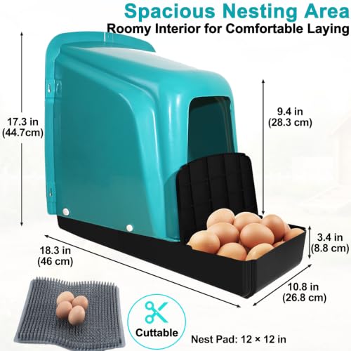 Chicken Nesting Boxes Chicken Laying Boxes with Egg Roll Out Nesting Boxes for Chickens Coop Nest Box Large, Easy to Install, Waterproof and Durable (Green, 6 Pack) - color: Green, size: 6 Pack