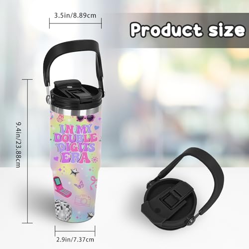 10 Year Old Girl Birthday Gifts - 30oz In My Double Digits Era Tumbler with Handle, 10th Birthday Gifts for Girls, Double Digits Themed Drinkware, Birthday Gift for Daughter, Niece, Best Friend - color: Digits Era1