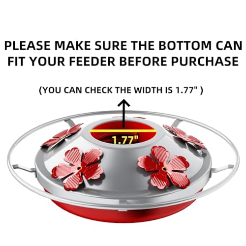 WOSIBO Hummingbird Feeder Replacement Bottom Base Replacement Part Includes Red Plastic Base Metal Top and Brushes (Silver-1) - color: Silver-1