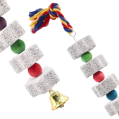KABASI 2Pack Mineral Block Chicken Chewing Toy, Bird Beak Grinding Stone | with Bells, Chicken Coop Calcium StoneAccessories for African Grey, Budgies Cockatiels Parrot Hens Geese Ducks Hamster Rabbit