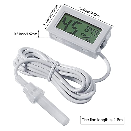 Weewooday 3 Pcs Digital Humidity Meter with Probe LCD Thermometer,White | Fahrenheit Display for Incubator Reptile Brooder Greenhouse, Remote Sensor Probe, Accurate Monitor for Chicken Coop Plant - size: White