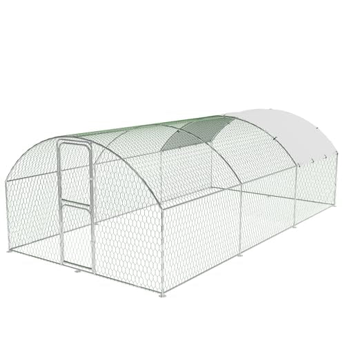 Large Walk-in Metal Chicken Coop for 30 Chickens,Heavy Duty Reinforced Wire Mesh Run with All-Weather Waterproof & Anti-UV Cover,Secure Lock - Outdoor Poultry Pen for Chickens,Ducks (Dome Roof) - size: large Dome Roof
