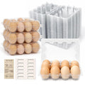 WIKDAY Plastic Egg Cartons 100 Pack 12 Count Cheap Bulk Clear | with Date Tracking Stickers Egg Care Instructions, Dozen Reusable Empty Egg Containers for Chicken Eggs Storage Farm Markets