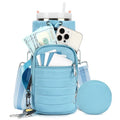 Water Bottle Carrier bag with Strap Phone Pocket for Walking, Hiking, Cycling - color: 10-Light Blue, size: 32oz-40oz