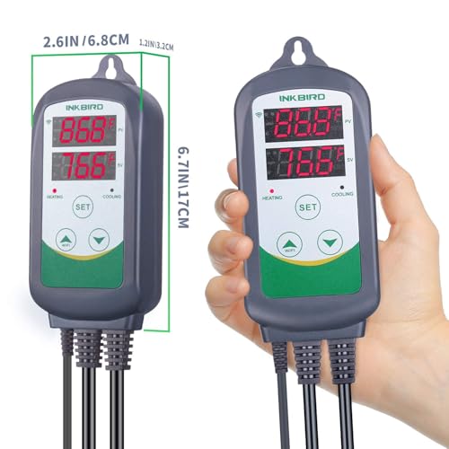 Inkbird WiFi ITC-308 Digital Temperature Controller Thermostat Remote Monitoring Controlling Home Brewing Fermentation Breeding Incubation Greenhouse - size: WiFi ITC-308