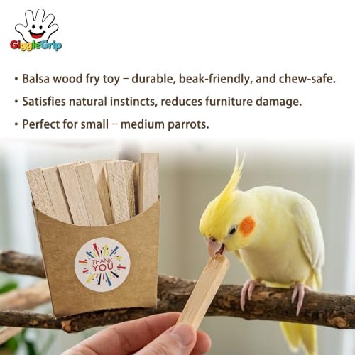 Bird Chew Toys, Balsa Wood Fry Toy for Parakeets and Cockatiels | Encourages natural shredding and foraging instincts while helping keep curious beaks engaged and reducing cage boredom.