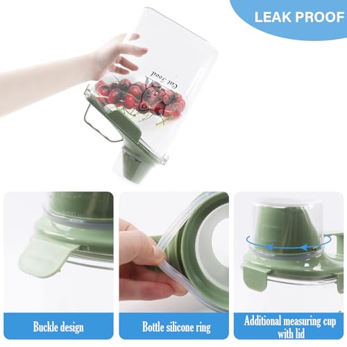 Pet Food Storage Container with Measuring Cup and Pour Spout - Airtight, Leakproof, Portable Cat Food Dispenser - Green - color: GREEN CAT