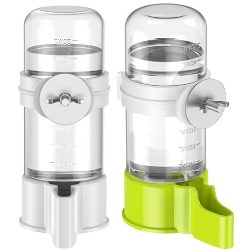 Pawfly 2 Pcs Bird Water Dispenser, Automatic Bird Water Feeder, Plastic Bird Cage Water Dispenser, White&Green Parrot Waterer for Parakeet Cockatiel Budgie Lovebirds (Not Fit for Food Feeding) - color: White&Green, size: 2 PC