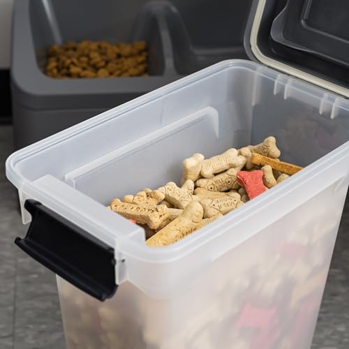 IRIS USA Dog Food Storage Container, Up to 13 lbs, Dark Gray, Made in USA | Includes 2-Cup Scoop, Airtight Seal, BPA-Free, Bird Seed, Cat food, Treats, Keeps Kibble Fresh, Pellets - color: Dark Gray/Clear