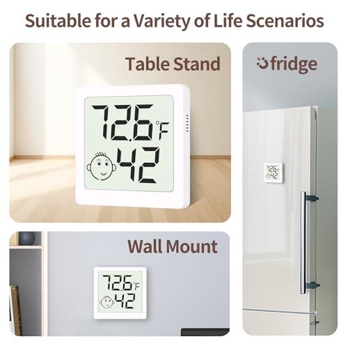 Mini Humidity Meter Hygrometer 6 Pack Room Thermometer Indoor Digital Temperature and Humidity Monitor for Home House Office Garden and Cellar - style: Style A-White-6pcs