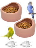 2 Pcs Bird Food Bowl Small Ceramic Bowls for Birds Parakeet Food Bowl Parrot Feeding Cups, Bird Cage Feeder with 2 Plastic Feeding Clips for Parakeets Conure Cockatiels Lovebird Budgie (Pink) - color: Pink