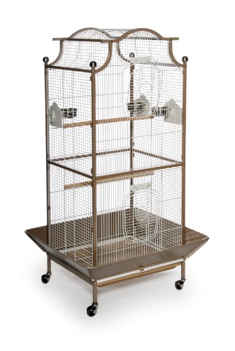 Prevue Pet Products Pagoda Cockatiel Cage with Seed Guards - Cocoa & Cream | Tall Powder-Coated Steel Bird Cage with Rolling Stand and Perches, Ideal for Cockatiels and Medium Sized Birds